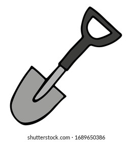 Shovel. Hand drawn vector illustration  in doodle style, isolated on a white background.