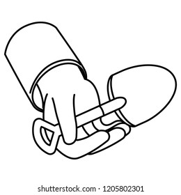 shovel in the hand isolated icon