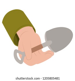 shovel in the hand isolated icon