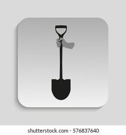 Shovel in hand. Vector icon.