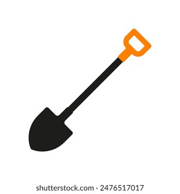 Shovel with handle icon. Colored silhouette. Front view. Vector simple flat graphic illustration. Isolated object on a white background. Isolate.