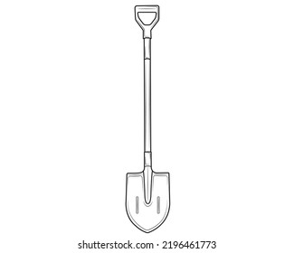 Shovel with handle isolated on white background. Tool for repair and gardening. vector illustration