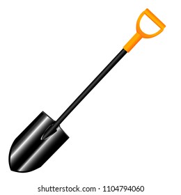 Shovel with handle. Quality 3d illustration mockup. Garden spade tool isolated on background.