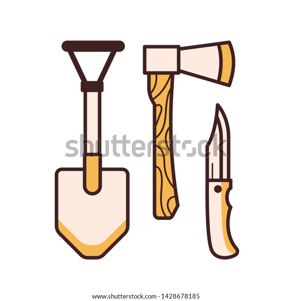 camping axe and shovel