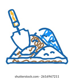 shovel in heap of peat doodle icon sketch vector. shovel in heap of peat sign. isolated symbol illustration