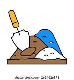 shovel in heap of peat line icon vector. shovel in heap of peat sign. isolated symbol illustration