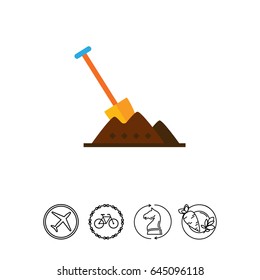 Shovel in heap of soil