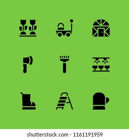 shovel icon. 9 shovel set with farming and gardening vector icons for web and mobile app