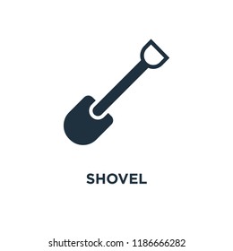 Shovel icon. Black filled vector illustration. Shovel symbol on white background. Can be used in web and mobile.