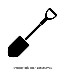 Shovel icon. Black silhouette. Digging. Vector flat graphic illustration. The isolated object on a white background. Isolate.