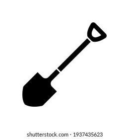 Shovel icon. Black silhouette. Front view. Vector simple flat graphic illustration. The isolated object on a white background. Isolate.