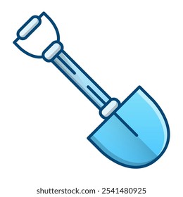 Icono de la pala, Ilustración vectorial azul del gradiente