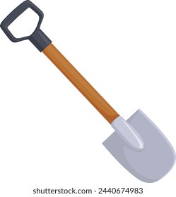 Shovel icon. Cartoon tourist digging spade tool isolated on white background