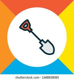 Shovel icon colored line symbol. Premium quality isolated spade element in trendy style.