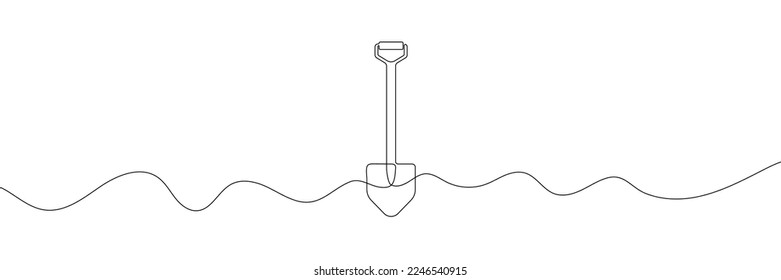 Shovel icon in continuous line drawing style. Line art of shovel icon. Vector illustration. Abstract background