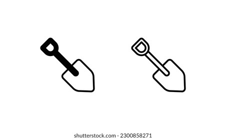 Diseño de icono de pala con ilustración de fondo blanco