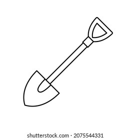 Shovel icon. Shovel for digging and construction. Hand tool linear icon. Vector illustration. Shovel linear symbol