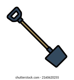 Shovel Icon. Editable Bold Outline With Color Fill Design. Vector Illustration.
