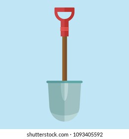 Shovel icon. Flat design style. 