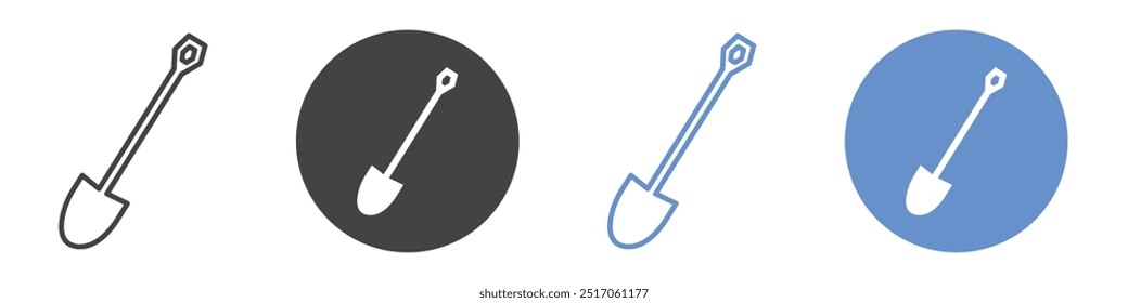 Shovel icon flat line symbol set.