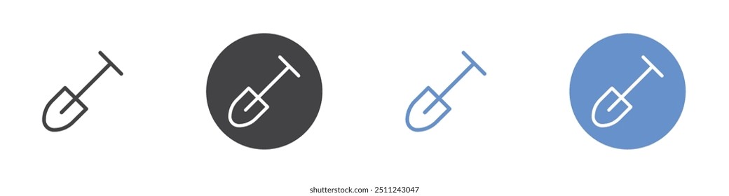 Shovel icon Flat set in black and white color