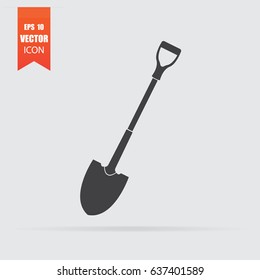 Shovel icon in flat style isolated on grey background. For your design, logo. Vector illustration.