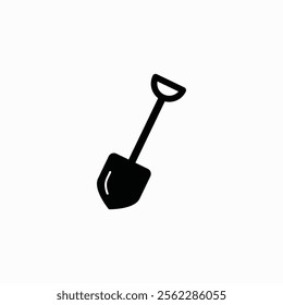 Shovel icon. Front view. Vector simple flat graphic illustration. Black silhouette fully editable vector template