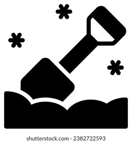 Shovel icon in glyph style. Suitable for logo, web, graphic design, illustration, sticker, books, etc.