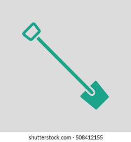 Shovel icon. Gray background with green. Vector illustration.