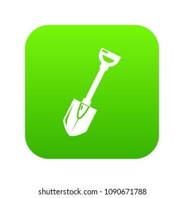 Shovel icon green vector isolated on white background