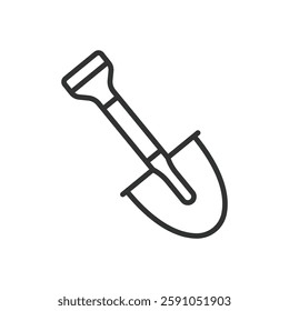 Shovel, icon in line design. Shovel, digging, tool, construction, gardening, spade, excavation on white background vector. Shovel editable stroke icon