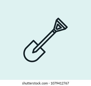 Shovel icon line isolated on clean background. Shovel icon concept drawing icon line in modern style. Vector illustration for your web site mobile logo app UI design.