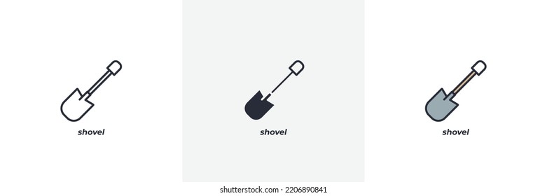 shovel icon. Line, solid and filled outline colorful version, outline and filled vector sign. Idea Symbol, logo illustration. Vector graphics