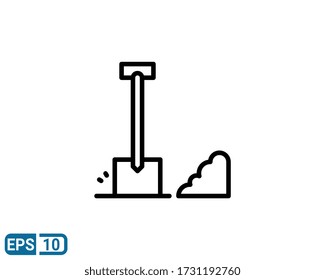 shovel icon in line style icon. vector illustration for graphic design, website, UI isolated on white background. EPS 10