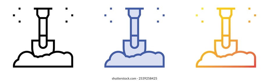 shovel icon. Linear, Blue Fill and Gradient Style Design Isolated On White Background