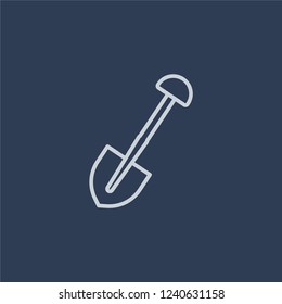 Shovel icon. Shovel linear design concept from Agriculture, Farming and Gardening collection. Simple element vector illustration on dark blue background.