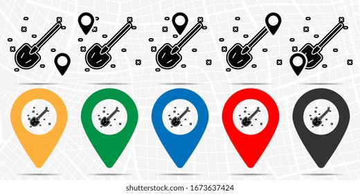 Shovel icon in location set. Simple glyph, flat illustration element of agriculture theme icons