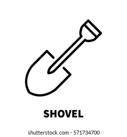 Shovel icon or logo in modern line style. High quality black outline pictogram for web site design and mobile apps. Vector illustration on a white background.