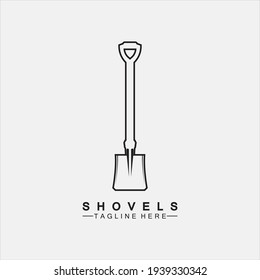 Icono de la pala diseño de ilustración vectorial.Icono de pala negra aislado en fondo blanco. Silueta de palas. Herramienta de jardinería. Herramienta para horticultura, agricultura, agricultura. Plantilla de diseño de logotipo