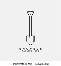 Shovel icon logo vector illustration design.Black Shovel icon logo isolated on white background. Shovel silhouette. Gardening tool. Tool for horticulture, agriculture, farming. Logo design template el