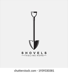 Icono de la pala diseño de ilustración vectorial.Icono de pala negra aislado en fondo blanco. Silueta de palas. Herramienta de jardinería. Herramienta para horticultura, agricultura, agricultura. Plantilla de diseño de logotipo
