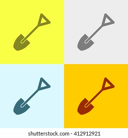 Shovel Icon on Four Different Backgrounds. Eps-10.