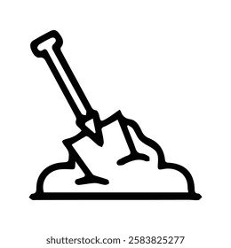 Shovel icon. Shovel on Sand Mound. Vector Illustration of a Building Material Mixer.