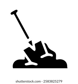 Shovel icon. Shovel on Sand Mound. Vector Illustration of a Building Material Mixer.