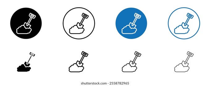 Shovel icon set in black and blue colors
