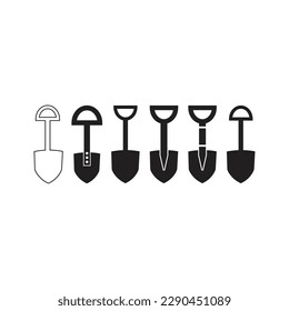 Shovel Icon set. Gardening Vector Illustration. Flat style design isolated on white background.