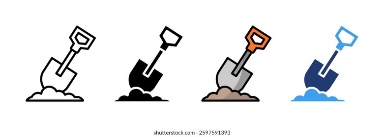 Shovel Icon Set Multiple Style Collection