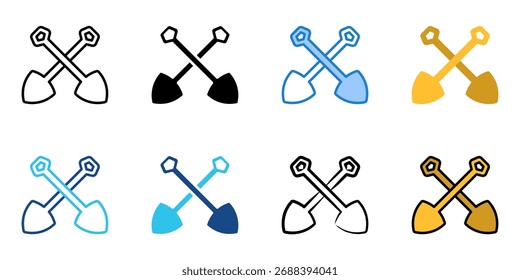 Ícone de pá define coleção de vários estilos 
