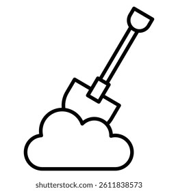 Shovel icon Simple outline vector logo