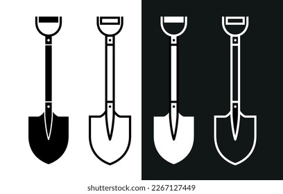 Shovel icon. Symbol of work or vegetable garden. Garden tools. Attribute of a worker, military or miner.